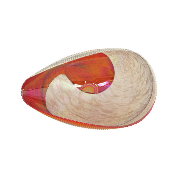 Shell Marbled Ivory and Red, Murano Glass Bowl