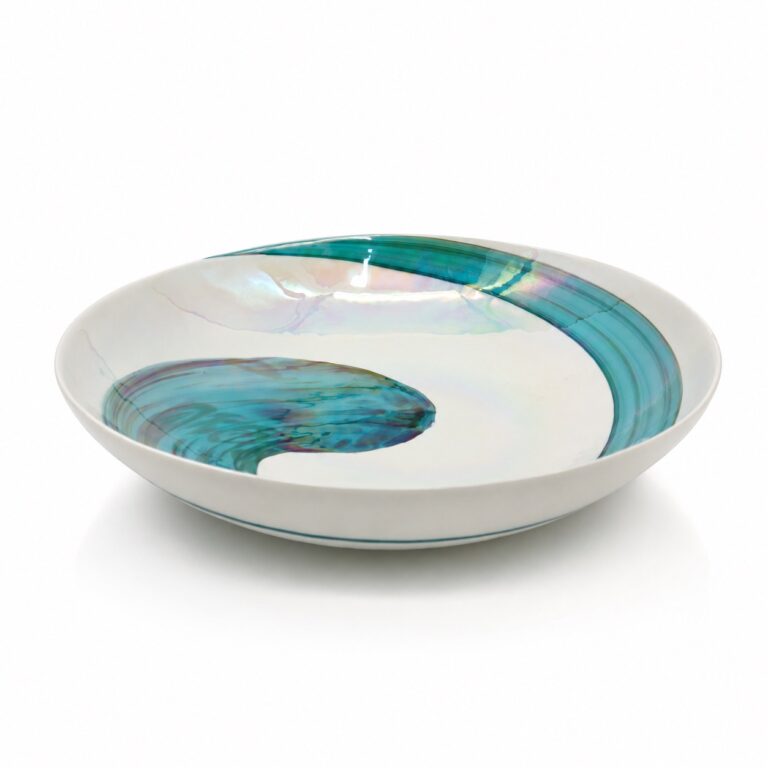 Amazzone, Ivory and Scuba Blue Murano Glass Centerpiece