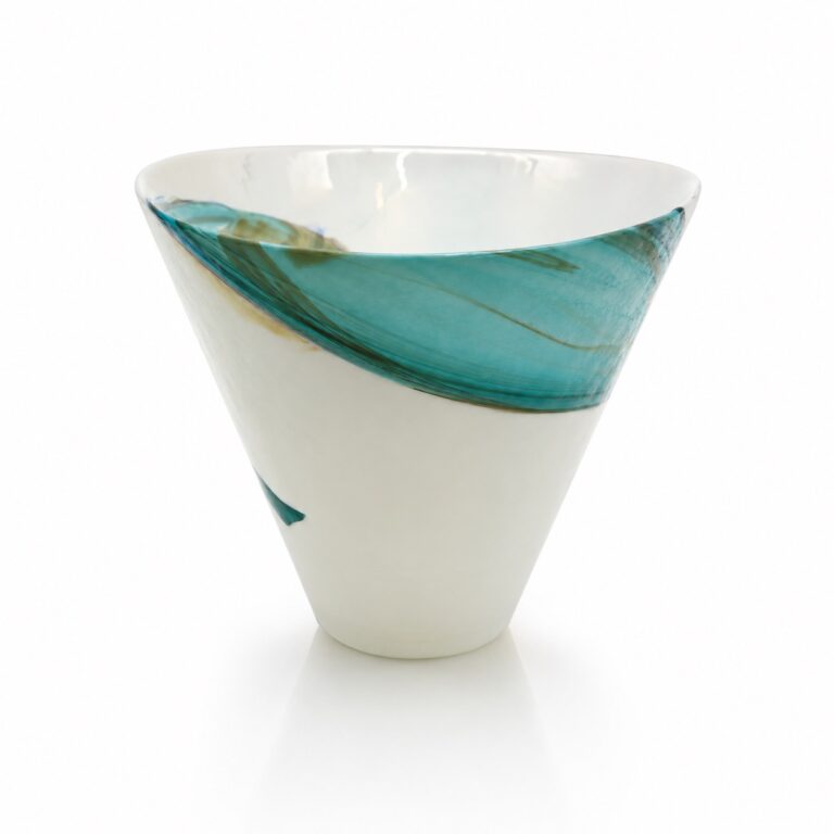Amazzone, Ivory and Scuba Blue Murano Glass Vase